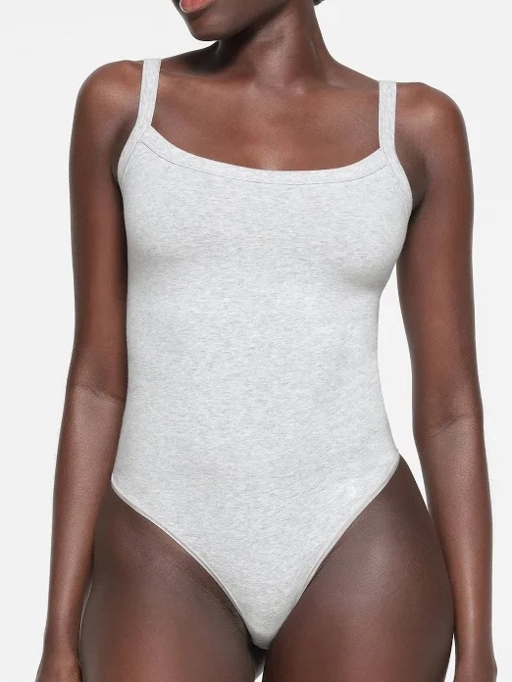 SKIMS NWT Cotton Jersey Scoop Neck Bodysuit in Light Heather Grey‎ Size XL